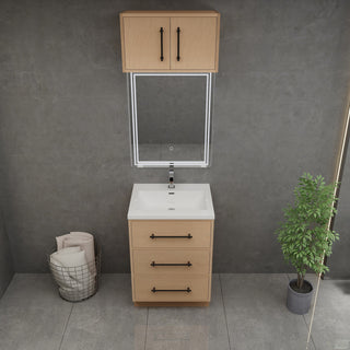 Victoria 24" Solid Wood Bath Vanity, Overhead Cabinet, Yellow Oak