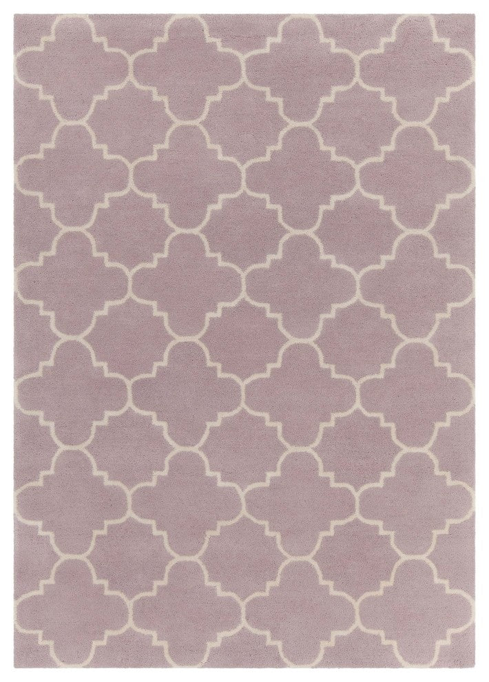 Davin Contemporary Area Rug, Light Purple and White, 7'x10'