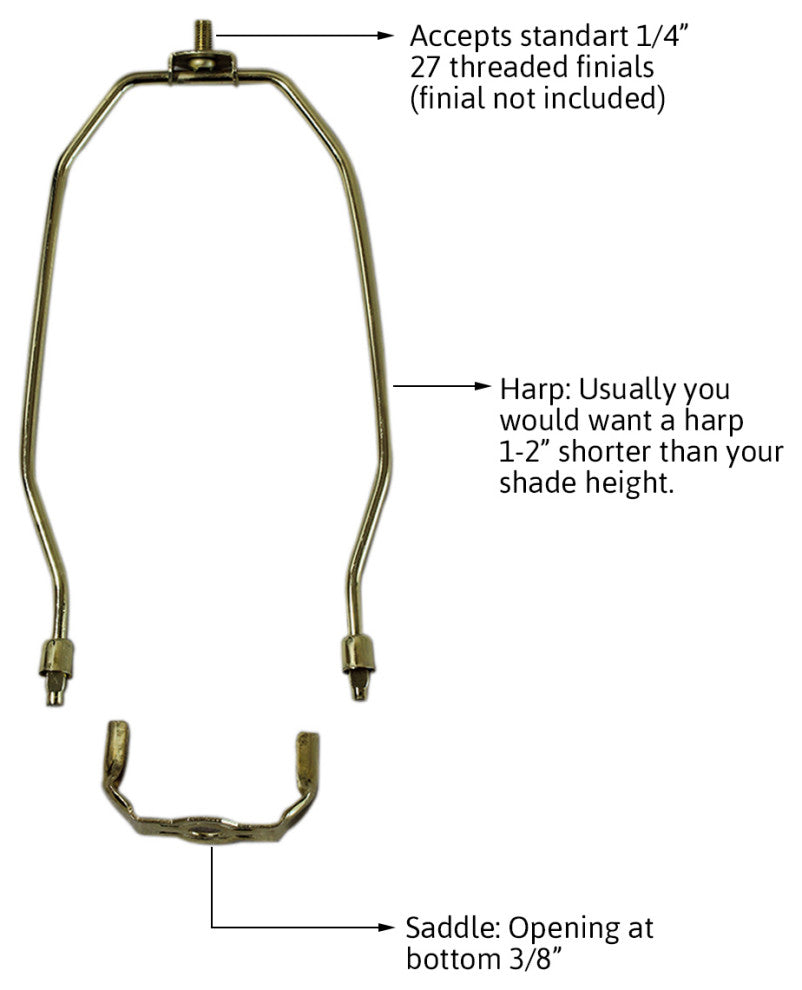 11" Polished Brass Heavy Duty Harp Fitter For Lamp Shades