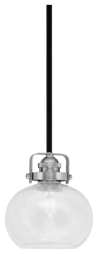 Easton Mini Pendant Matte Black & Brushed Nickel Finish With 7" Clear Bubble