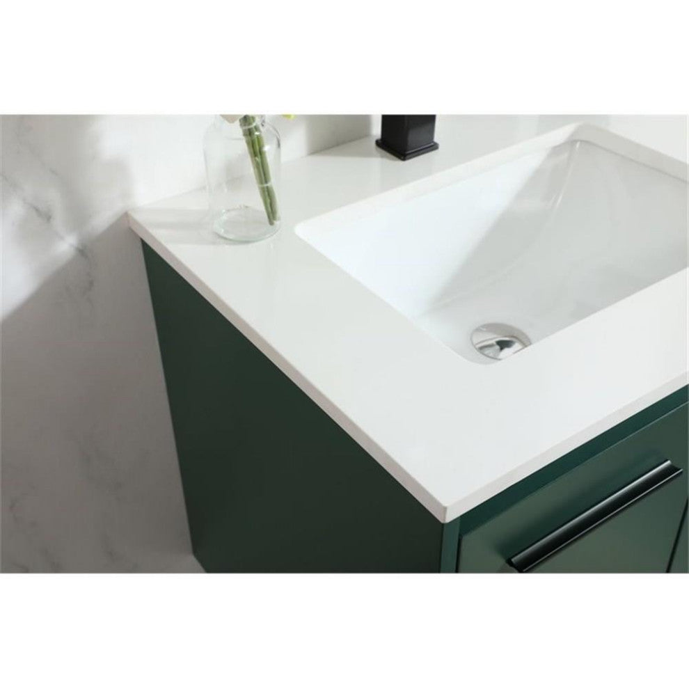 Elegant Decor Penn 24" Aluminum Alloy MDF Single Bathroom Vanity in Green