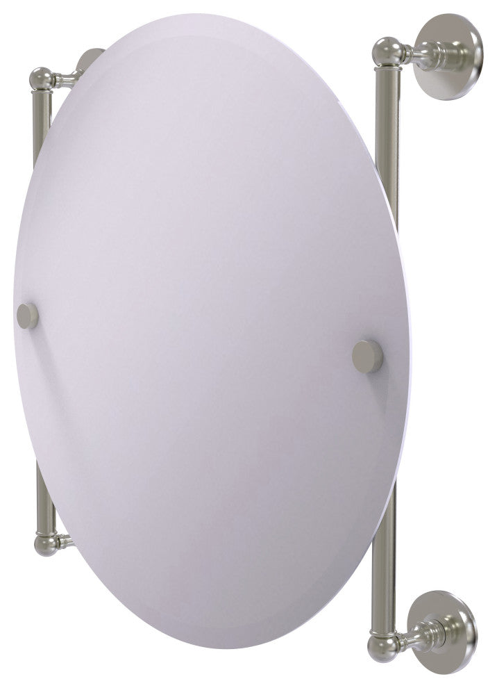 Prestige Skyline Round Frameless Rail Mounted Mirror, Satin Nickel