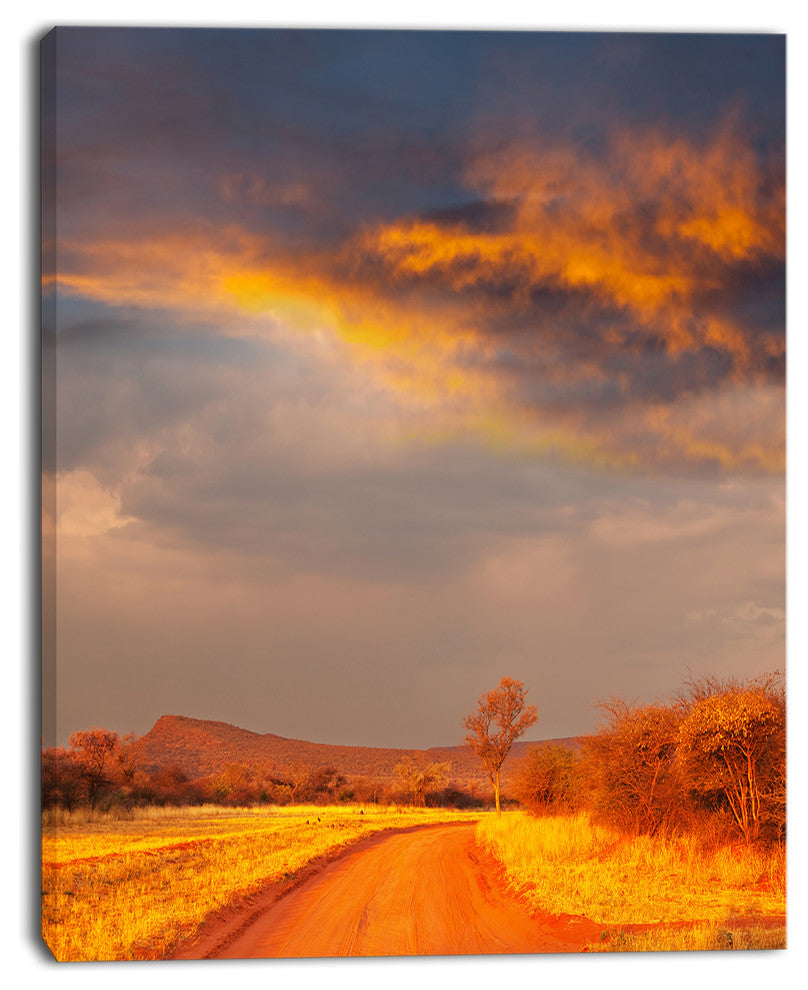 Fantastic Road and Sky in Kenya, Oversized Landscape Canvas Art, 30"x40"