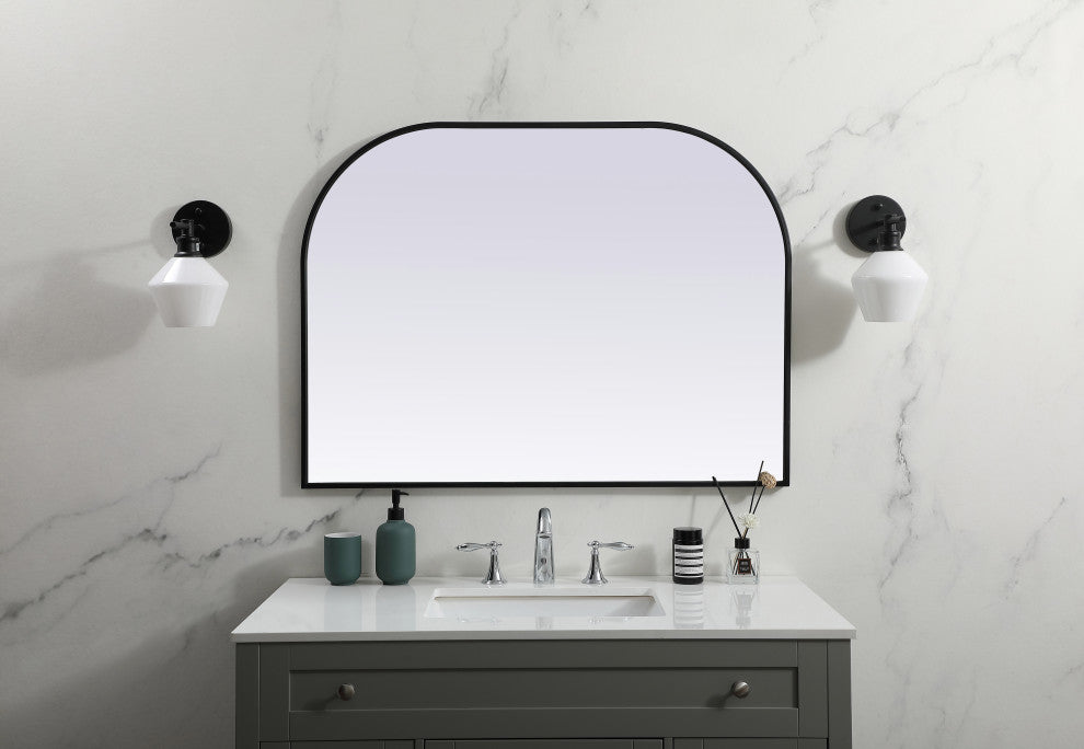 Metal Frame Arch Mirror 40X30 Inch, Black