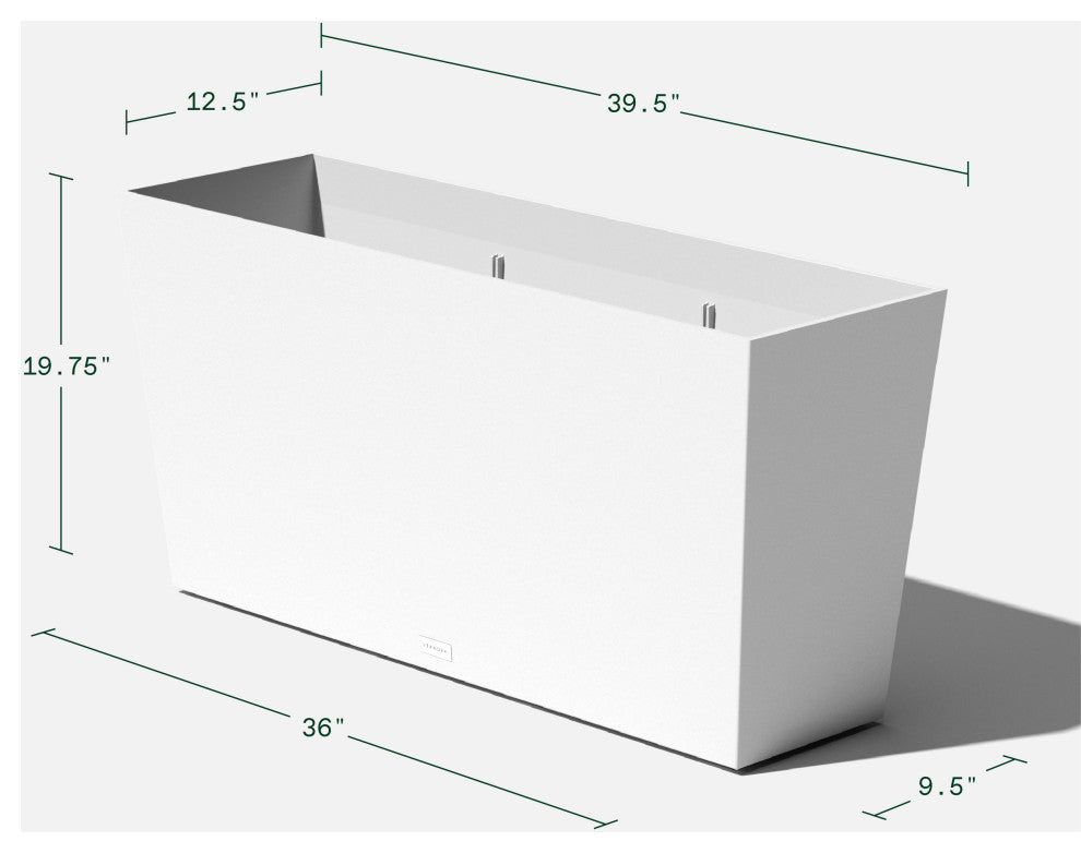 Midori Trough Planter, White, 39 Inch, 2 Pack