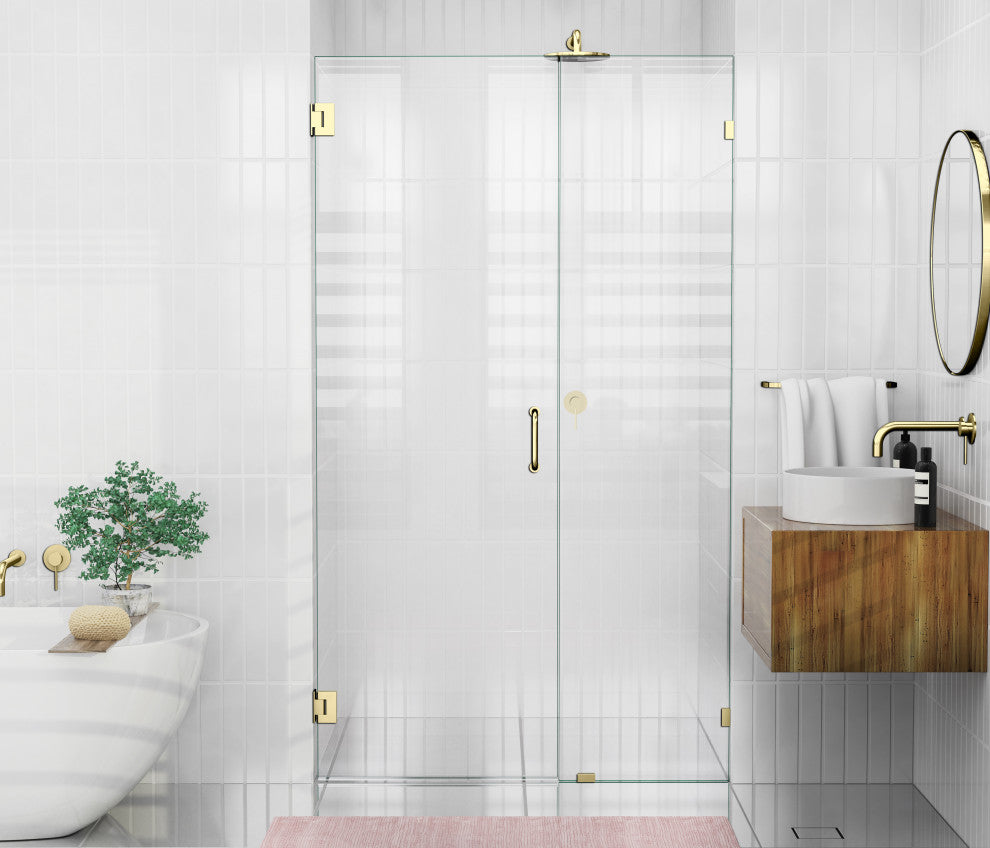 78"x48" Frameless Shower Door Wall Hinge, Polished Brass