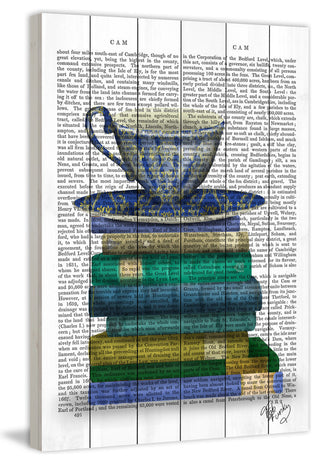 "Teacup and Books" Painting Print on White Wood, 12"x18"