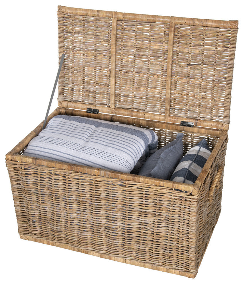 Rattan Kobo Decorative Storage Trunk With Lid, Large