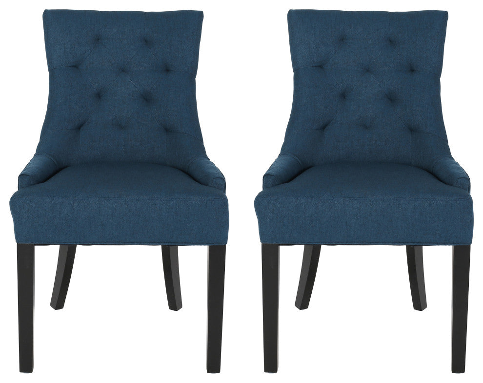 Summer Contemporary Tufted Dining Chairs, Set of 2, Navy, Fabric