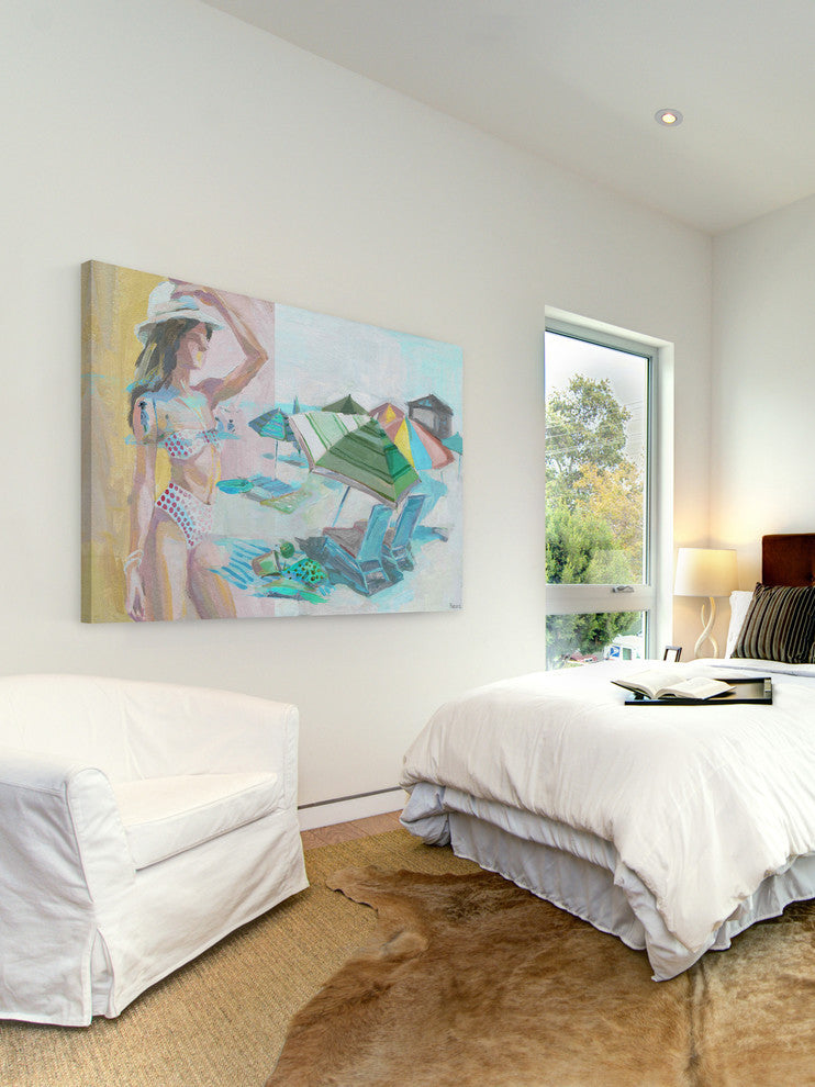 "White Sun Hat" Painting Print on Wrapped Canvas, 60"x40"