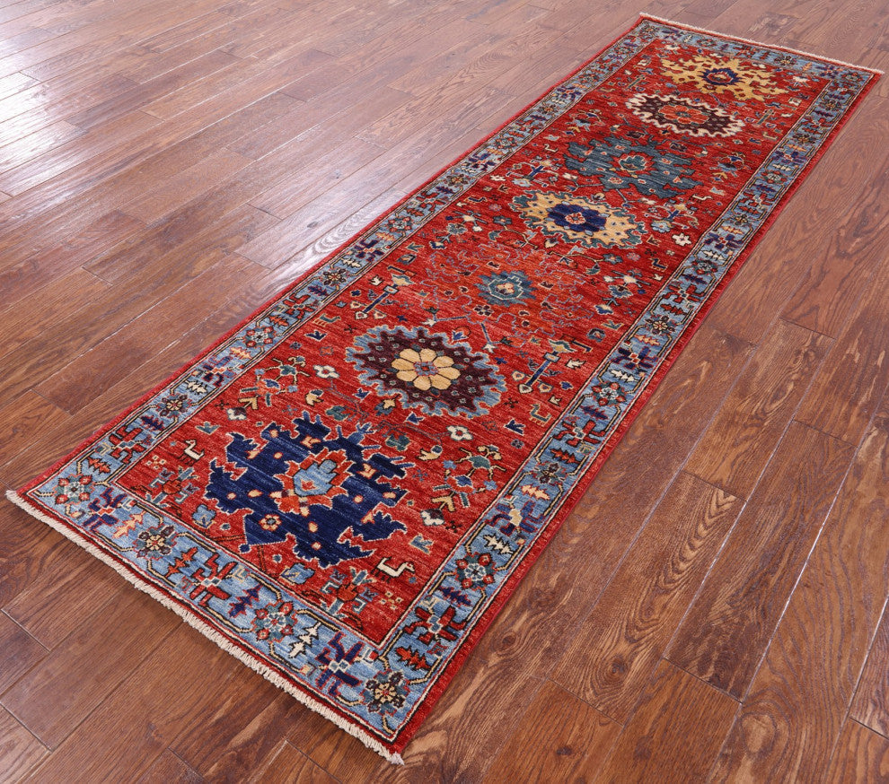 2' 8" X 8' 7" Runner Persian Fine Serapi Handmade Wool Rug - Q12452