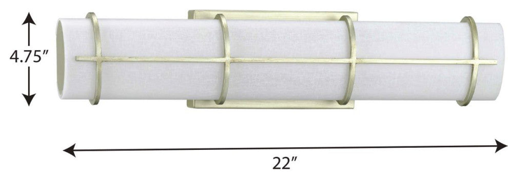 Grid LED 1-Light White Linen Glass LED Modern Wall Light, Silver Ridge