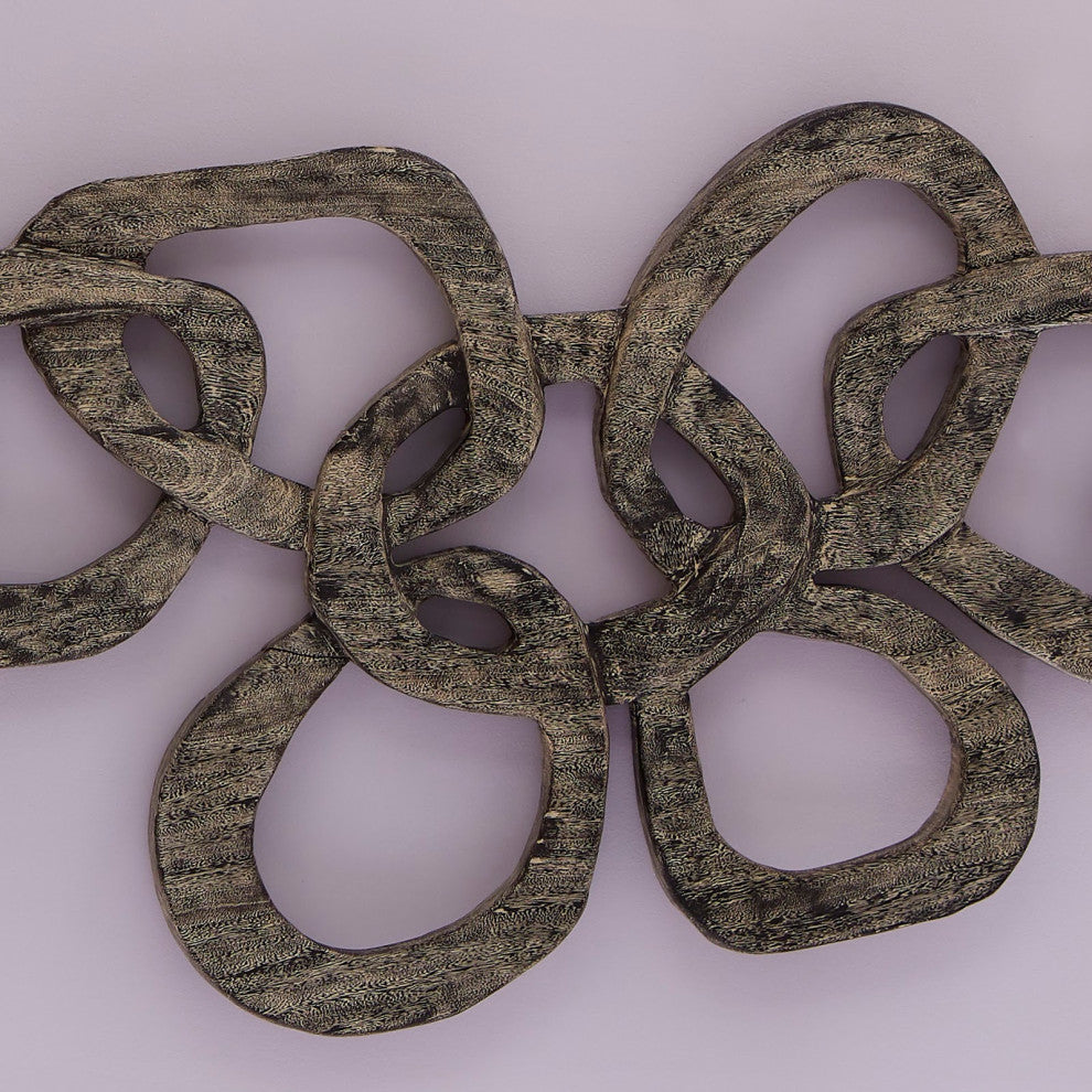 Chain Wall Art, Chamcha Wood, Gray Stone