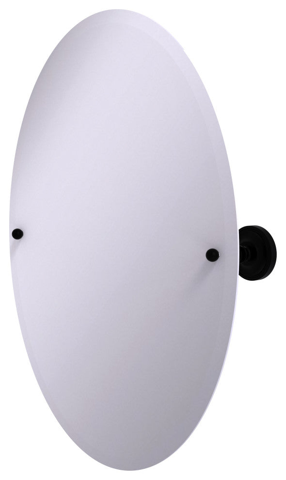 Frameless Oval Beveled Edge Tilt Mirror, Matte Black