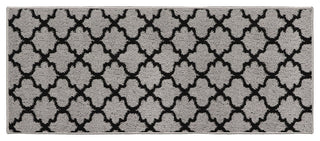 Wool Effect Arabesque, Gray/Black, Kitchen Runner Rug
