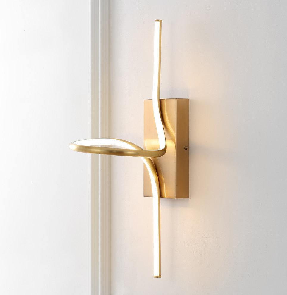 Sketch 9" Minimalist Metal Integrated LED Vanity Light Sconce, Gold