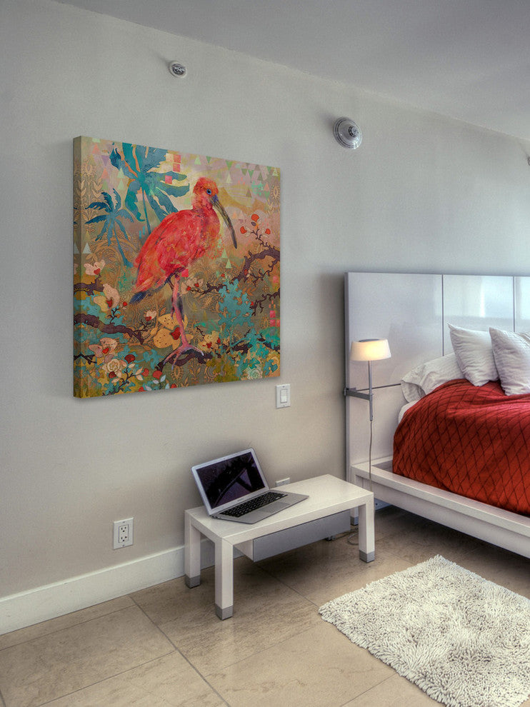 "Scarlet Ibis" Painting Print on Wrapped Canvas