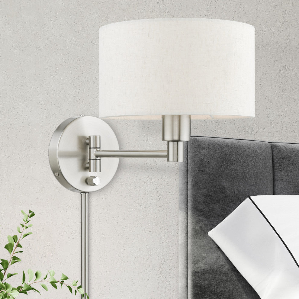 Swing Arm Wall Lamps 1 Light Brushed Nickel Swing Arm Wall Lamp