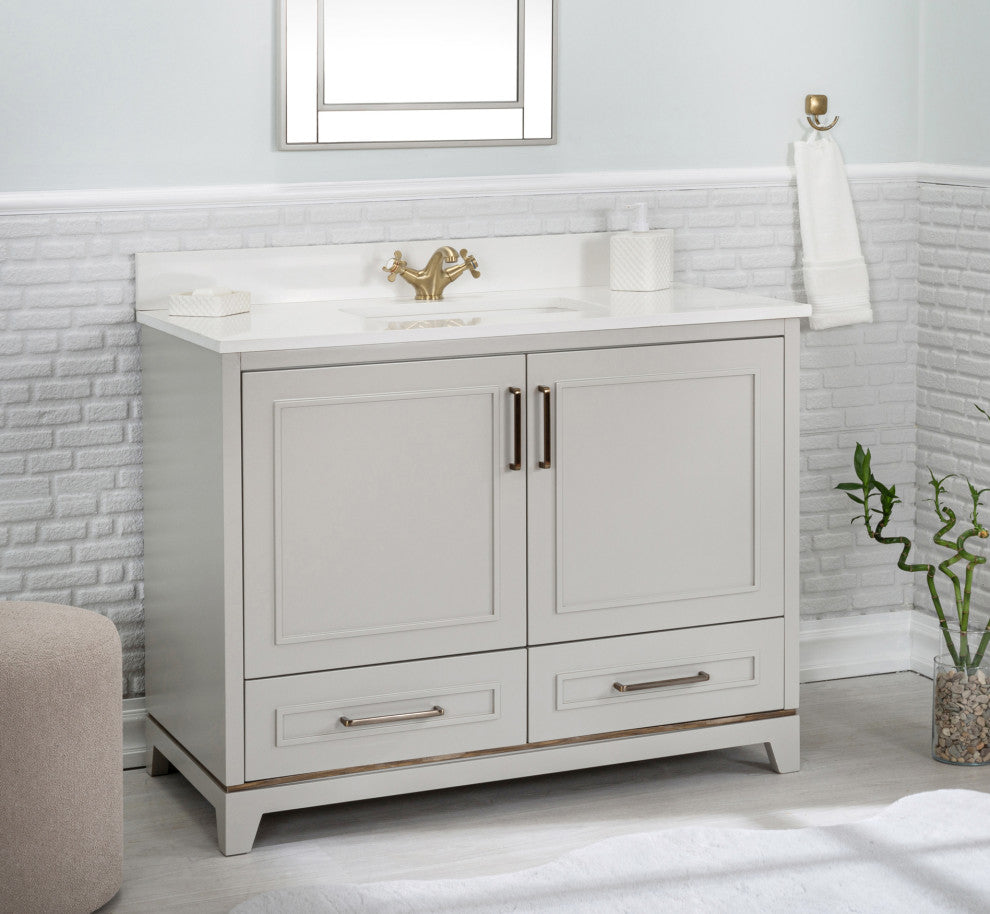 Albia Collection 42" Bathroom Vanity With Sink, Mirror, Countertop, Gray