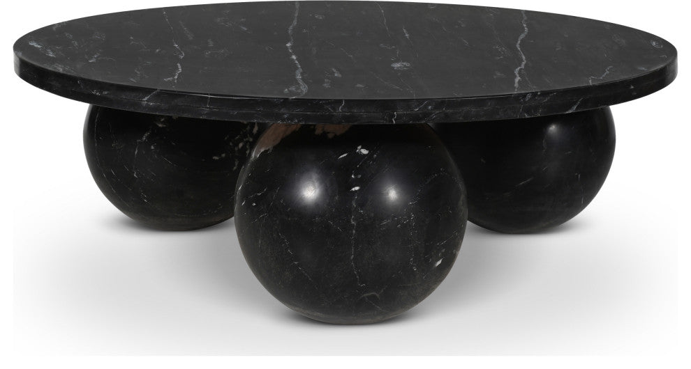 Spherical Coffee Table, Black, Genuine Marble