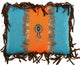 Feather Medallion Pillow, Turquoise and Orange