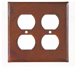 Double Outlet Cover Unpierced in Rustic Tin