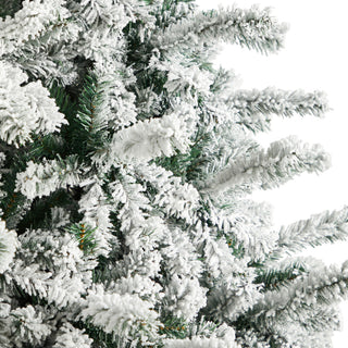 9' Flocked Rock Springs Spruce Xmas Tree W/ 650 LED Lights & Bendable Branches