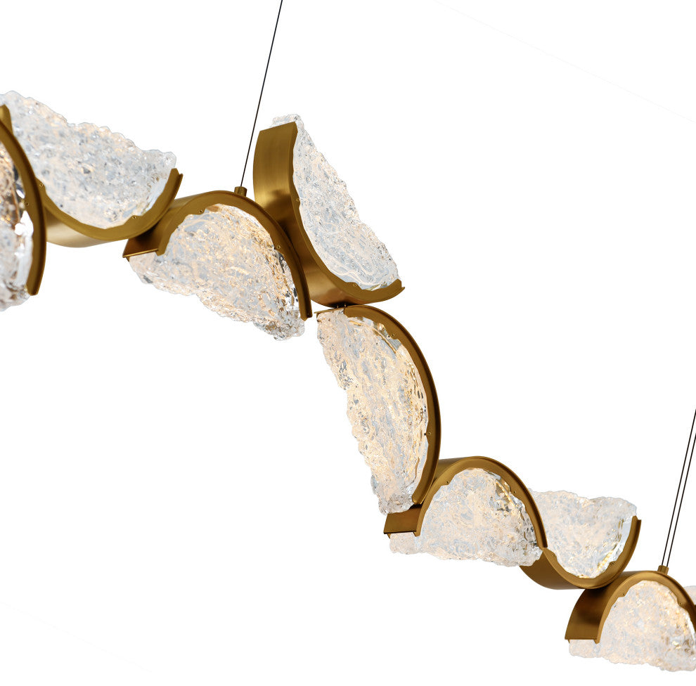 Moon Integrated LED Chandelier, Brass, 70 Inches
