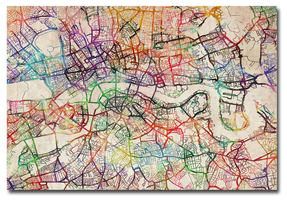 ''London Street Map V'' Canvas Art by Michael Tompsett