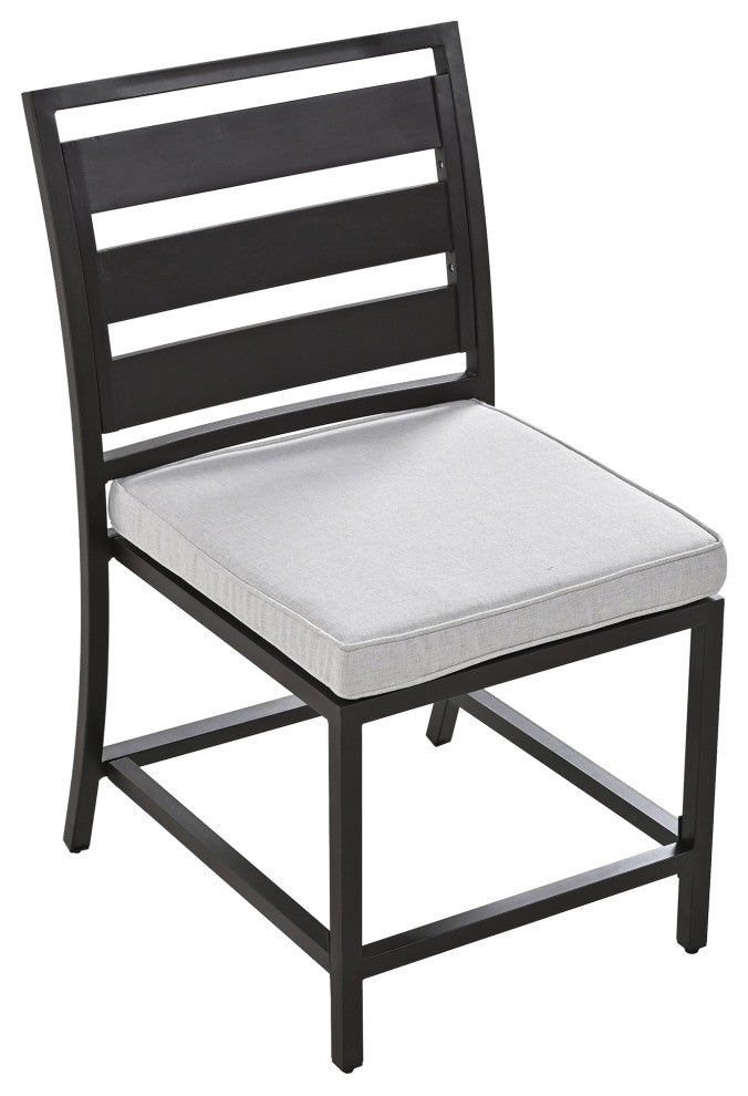 5-Piece Outdoor Steel Patio Dining Set with table and four chairs, Dark Brown