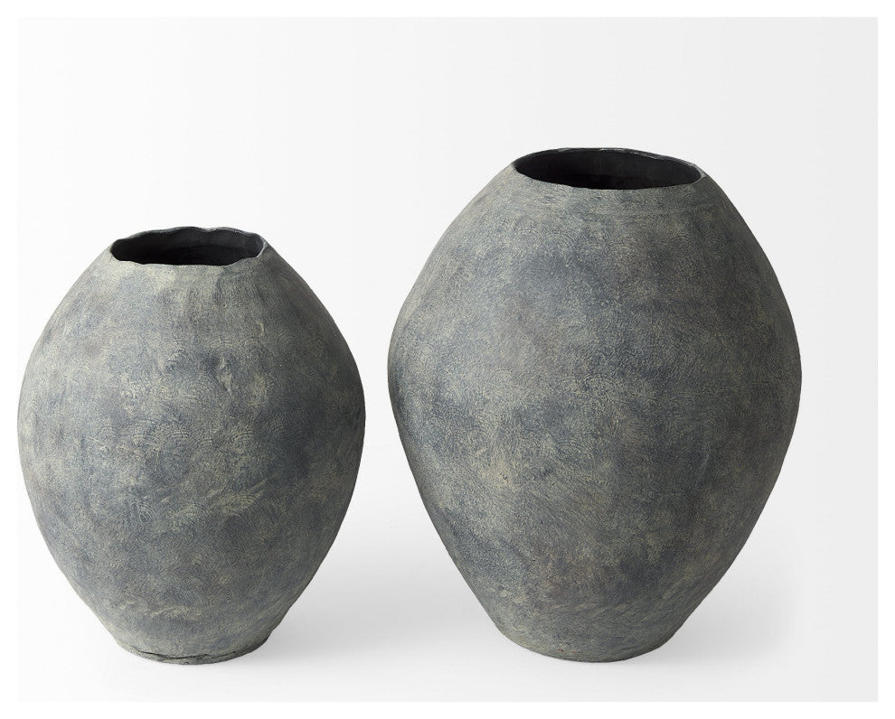 Kyros Gray 23" Earthy Ceramic Oval Vase