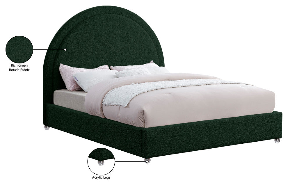 Milo Velvet Upholstered Bed, Green, King