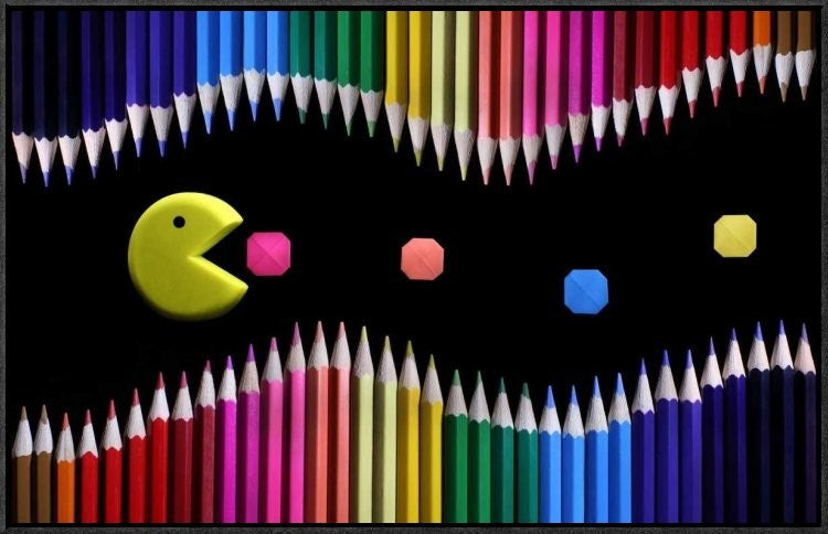 "Packman" Framed Canvas Giclee by Victoria Ivanova, 31x20"