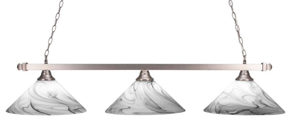 Square 3-Light Bar, Brushed Nickel/Onyx Swirl