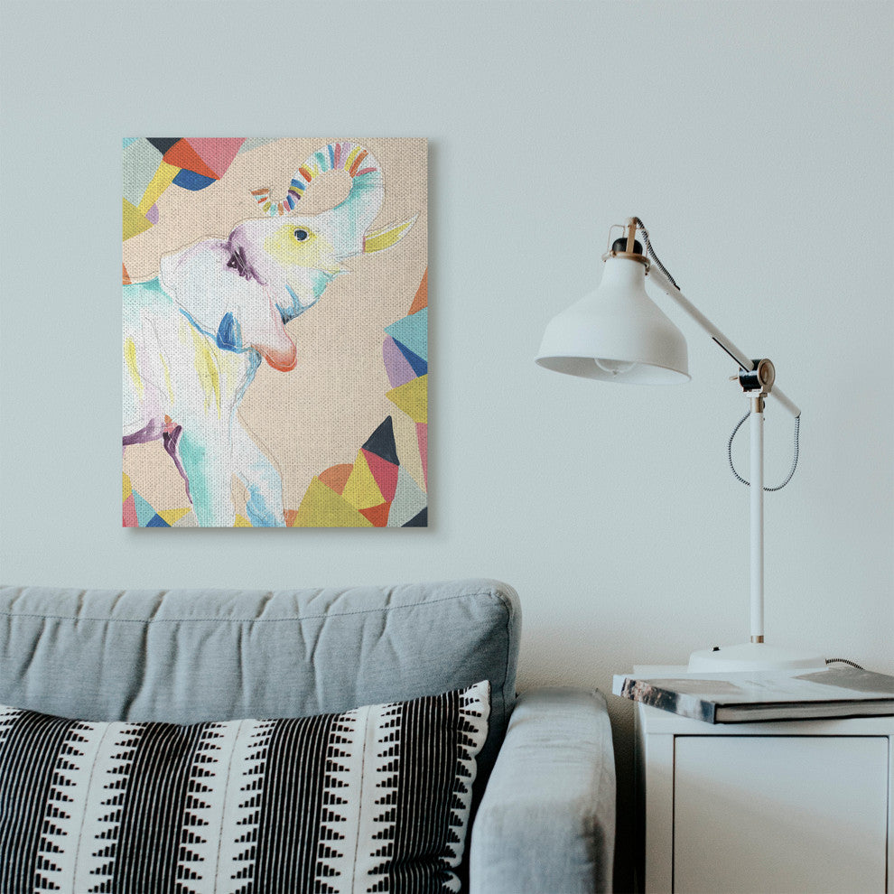 Colorful Abstract Elephant Animal Rainbow Drawing, 24"x30"