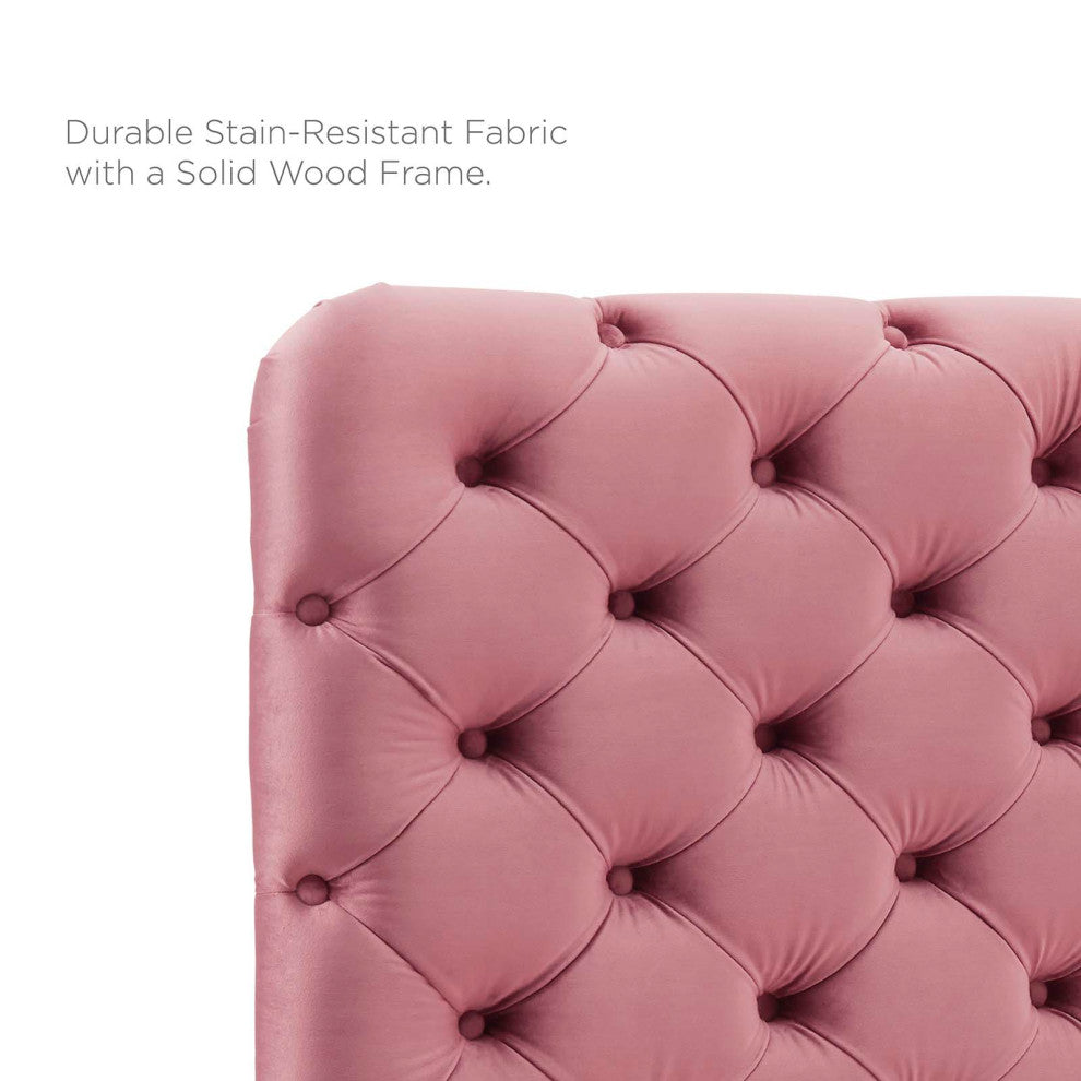 Lizzy Tufted King/California King Performance Velvet Headboard-Dusty Rose