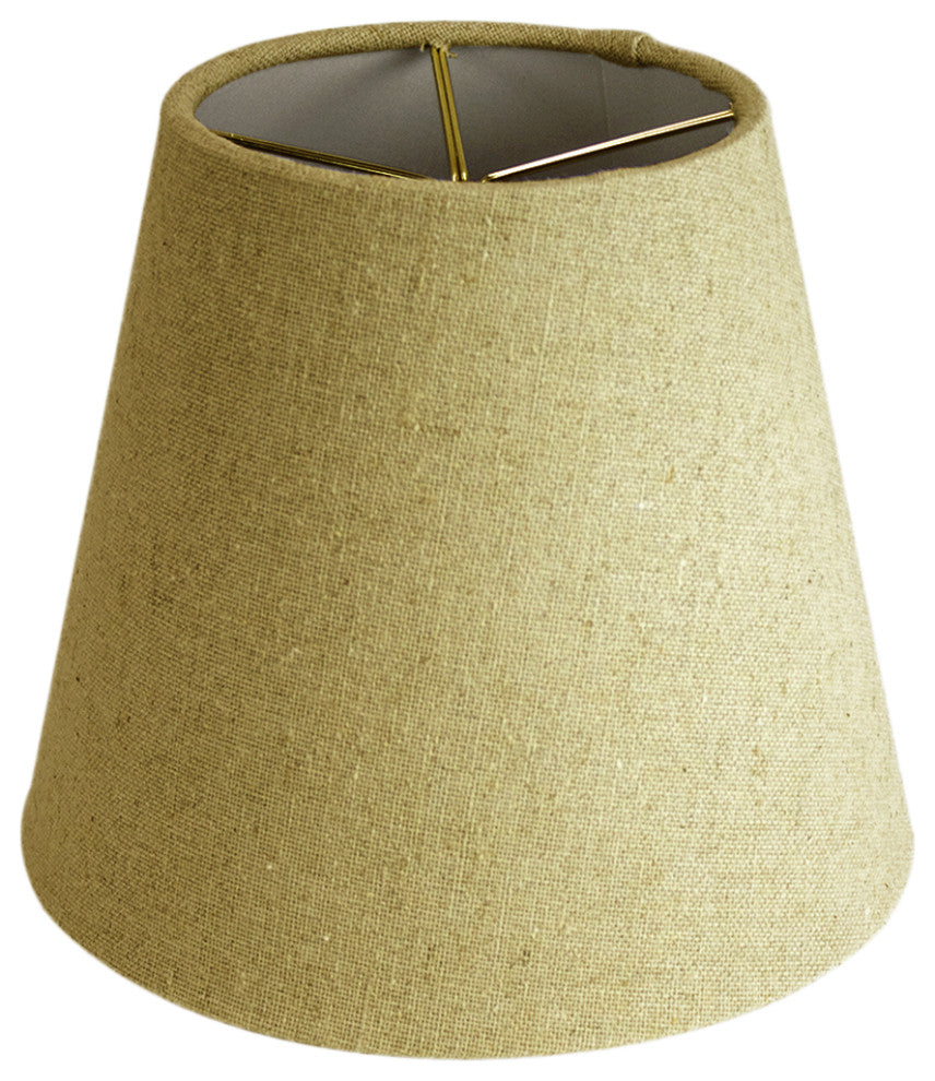 5x8x7 Textured Oatmeal Hard Back Lampshade with White Lining Edison Clip On, Sand-Linen