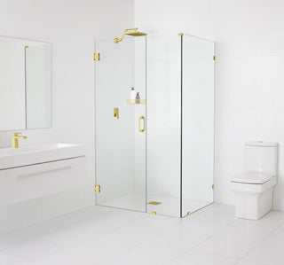 78"x41"x34" Frameless 90 Degree Shower Enclosure Wall Hinge, Polished Brass