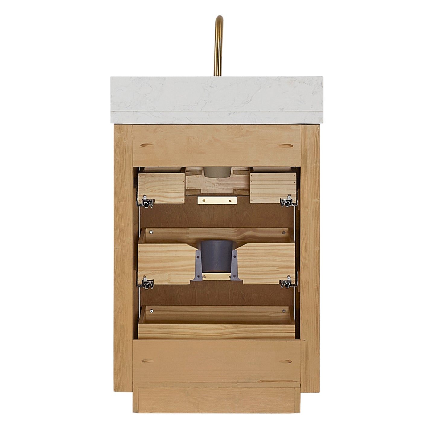 Vinnova Cadiz Bath Vanity, Composite Stone Top, Washed Ash Grey, 24", No Mirror