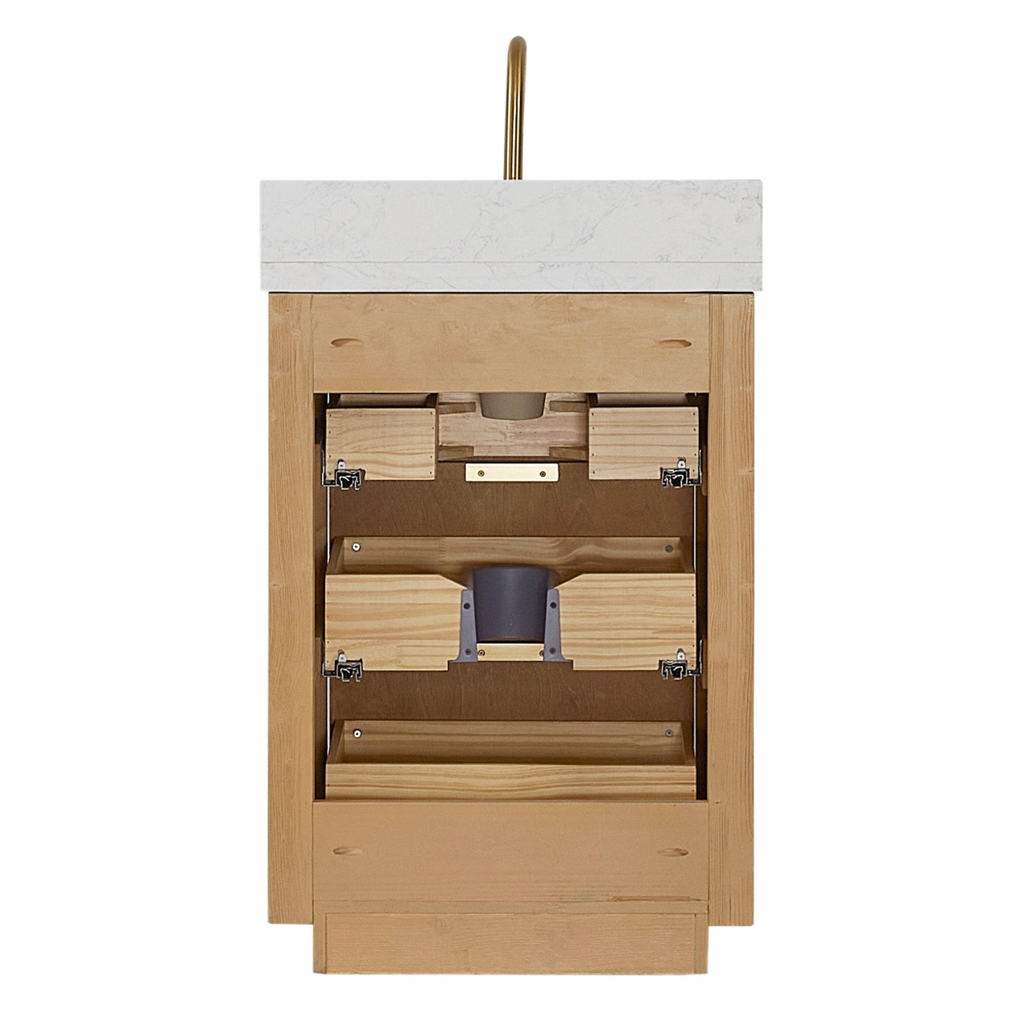 Vinnova Cadiz Bath Vanity, Composite Stone Top, Washed Ash Grey, 24", No Mirror