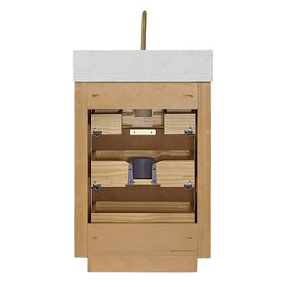 Vinnova Cadiz Bath Vanity, Composite Stone Top, Washed Ash Grey, 24", No Mirror