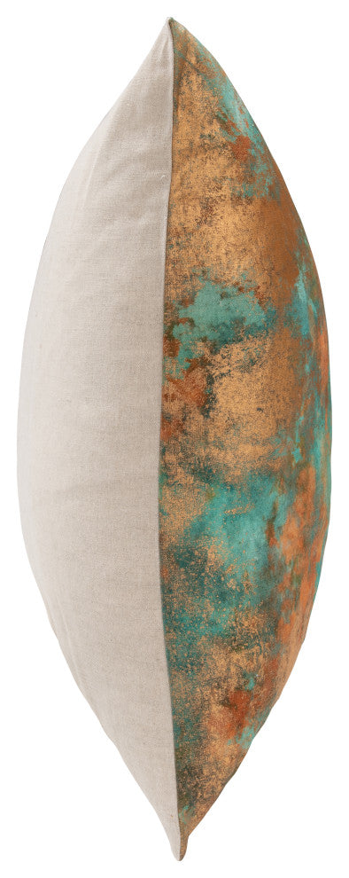 Equilibrium 22x22 Linen Blend Fabric Throw Pillow, Turquoise Copper