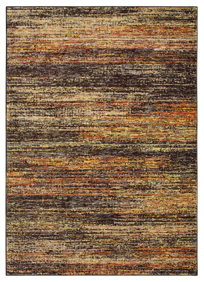 HomeRoots 5'x8' Distressed Gold and Charcoal Abstract Indoor Area Rug
