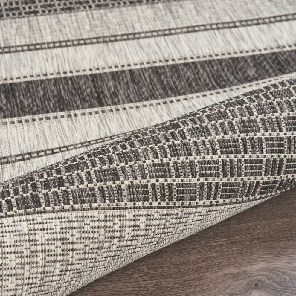 8" x 10" Gray Stripe Indoor Outdoor Area Rug