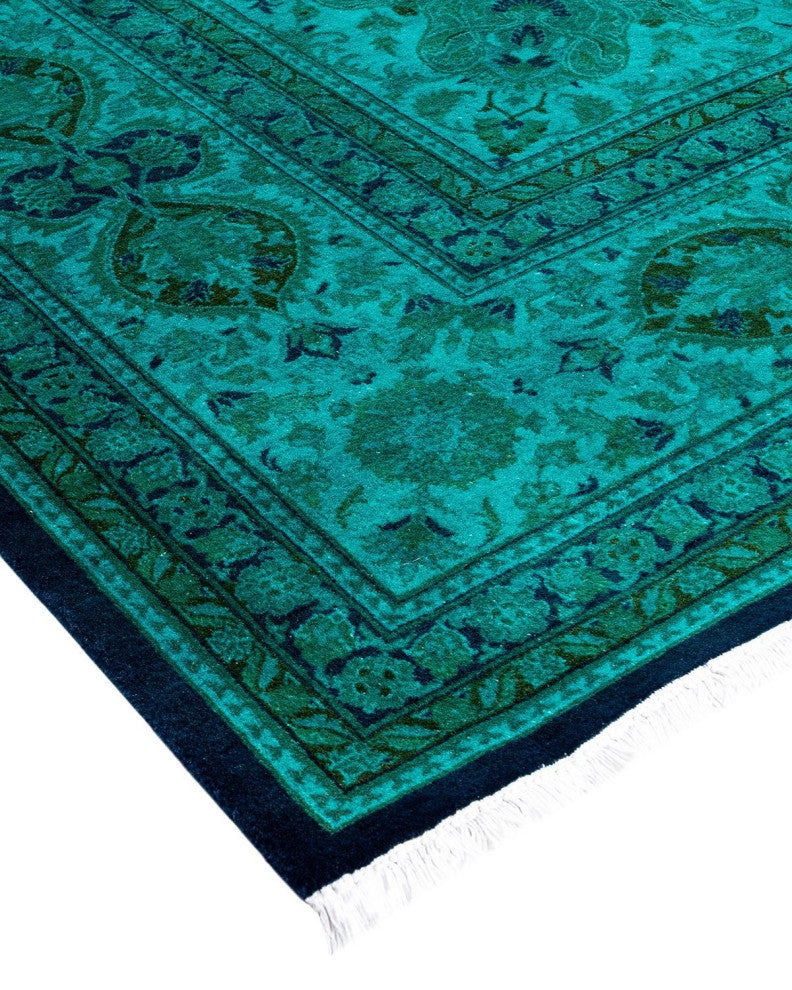 Fine Vibrance, One-of-a-Kind Hand-Knotted Area Rug Green, 9'2"x12'3"
