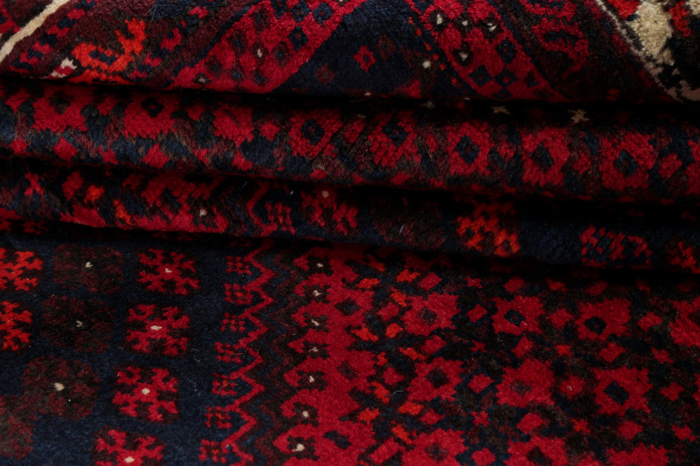 Consigned, Bordered Persian Tribal Handmade Oriental Vintage Area Rug, 7 X 10