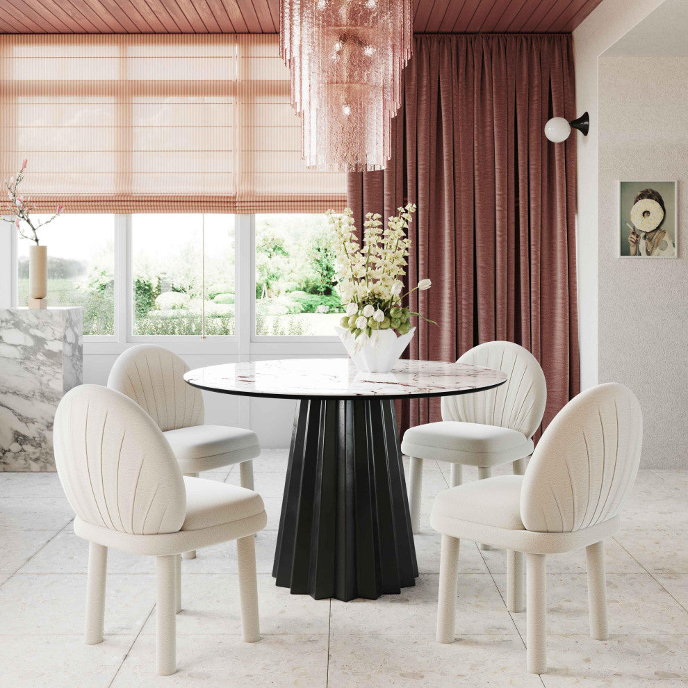 Aliyah Cream Vegan Leather Dining Chair - Cream