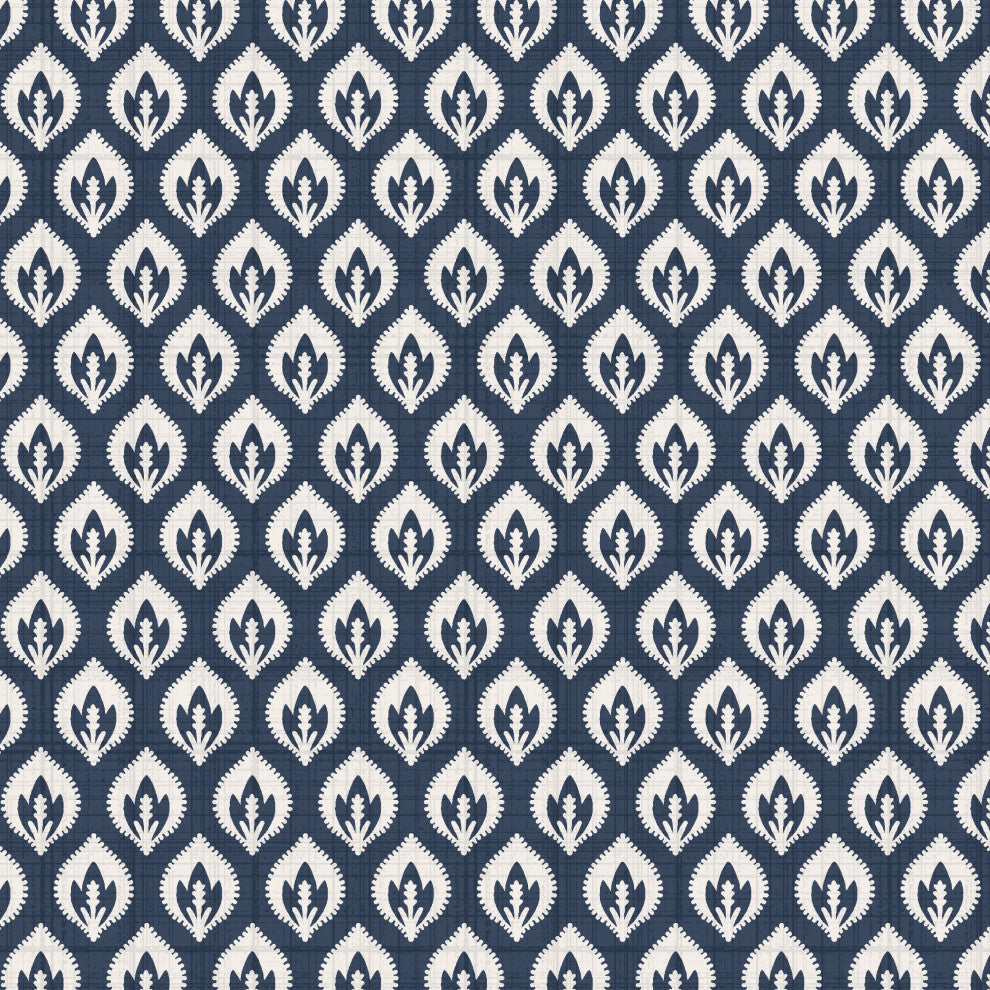 Twin Wingback Headboard, Elliot Floral Lg Navy