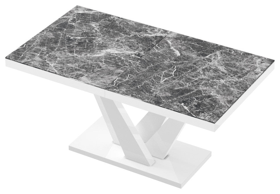 CHARA Extendable Dining Table, Dark Venatino/White