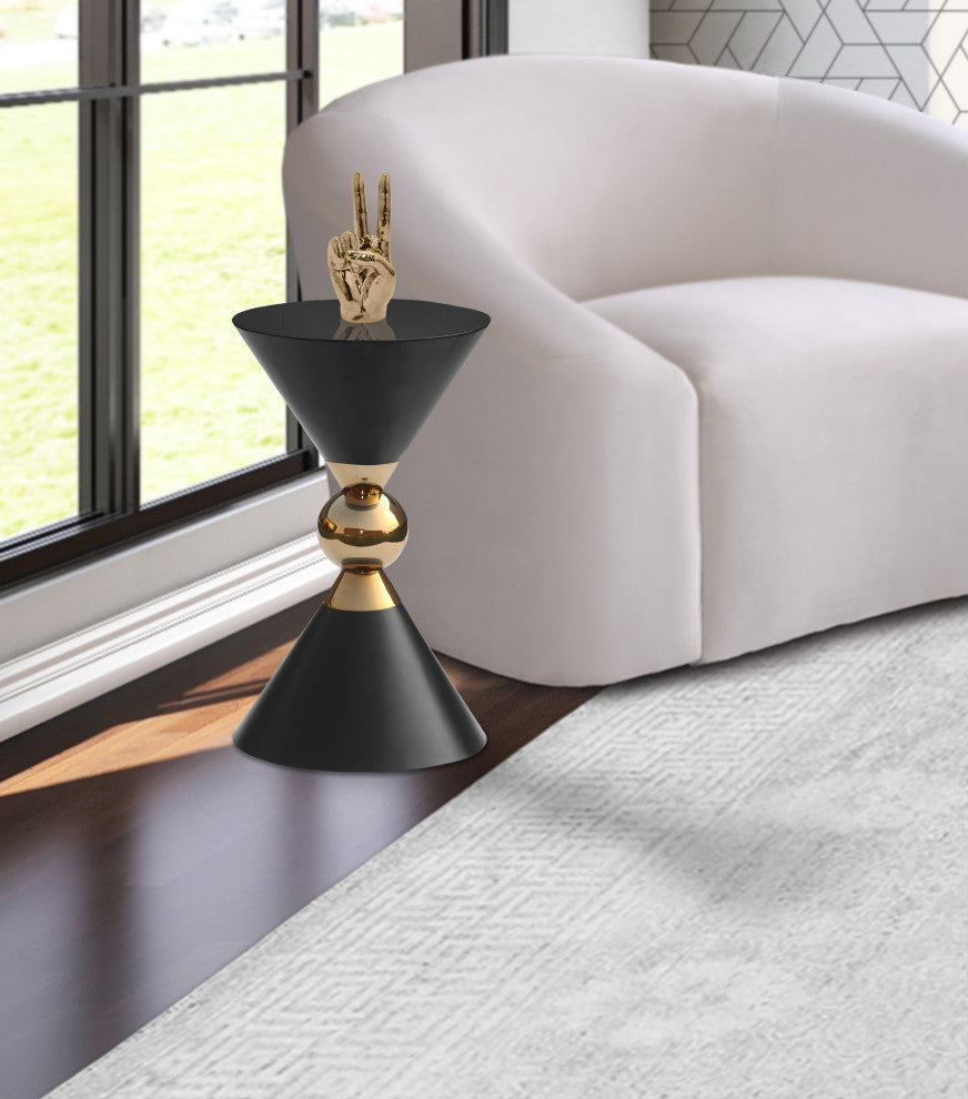 Malia Iron End Table, Black/Gold